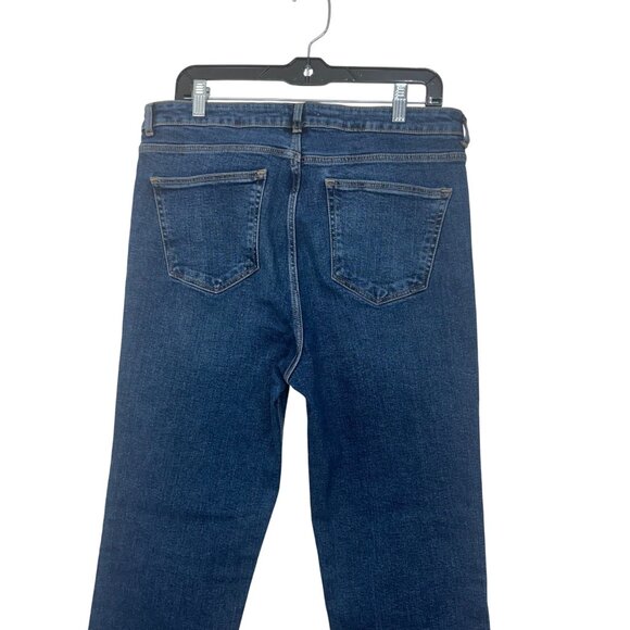 Zara Womens Hi-Rise Straight Leg Blue Denim Jeans Size USA 12 Side Ankle Split - Picture 10 of 13